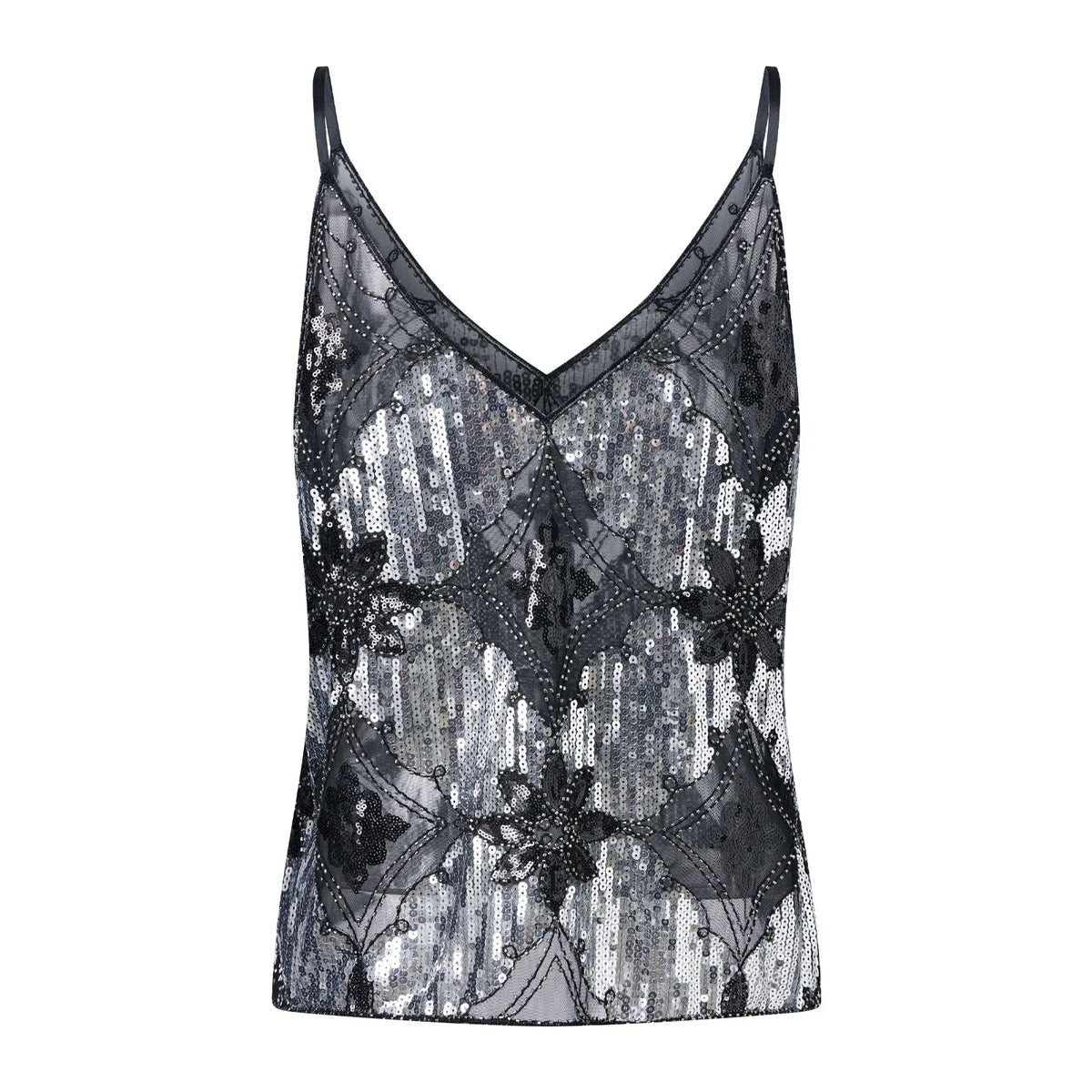 Women's Summer Sparkle Cami Tops Sleeveless Spaghetti Strap V Neck Sequin Camisole Party Rave Tops