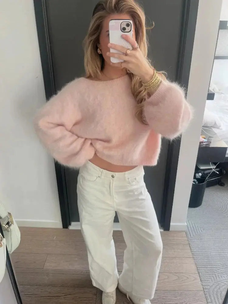 Loose Off Shoulder Long Sleeve Sweater for Women