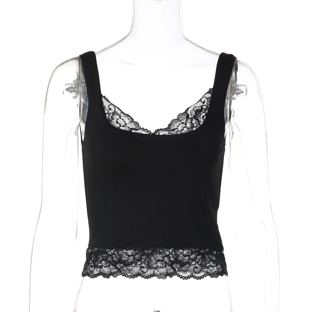 FDYOUI Chic Lace Patchwork Tank Tops for Women 2026 Summer Sleeveless Slim T-shirt Ladies Crop Top Y2K Streetwear Pink Corset