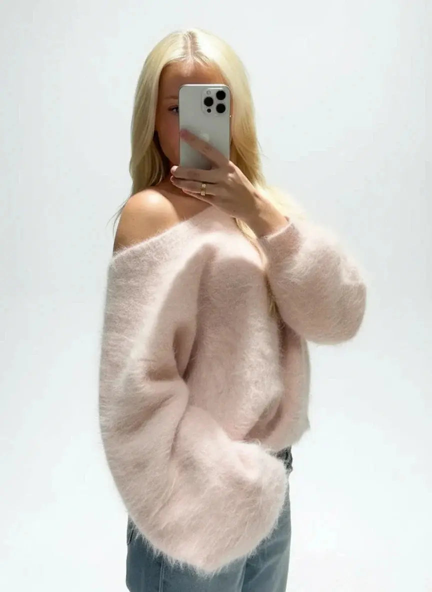 Loose Off Shoulder Long Sleeve Sweater for Women
